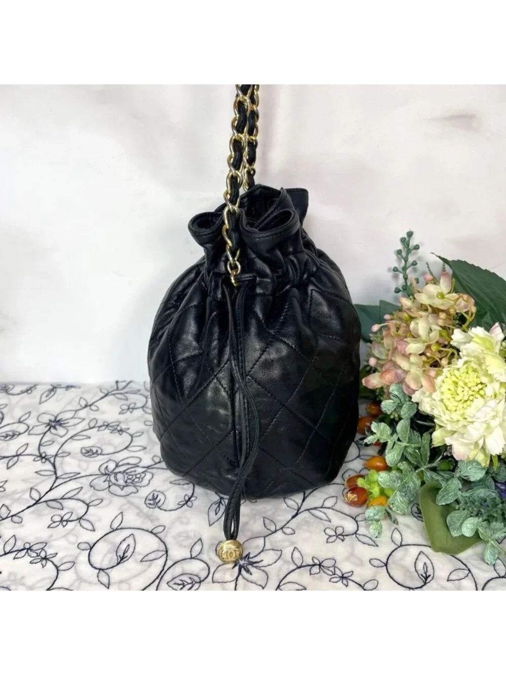 Chanel Quilted Drawstring Vintage Shoulder Bag